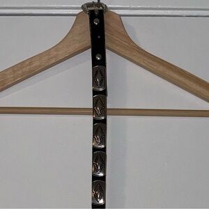 Black and Silver Embossed Leather Belt